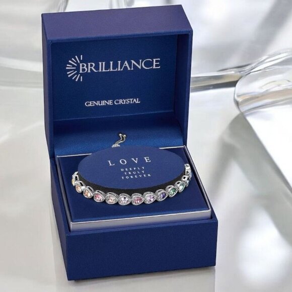 Brilliance Swarovski Crystal Adjustable Bracelet – Multicolor Heart Stones 10" - Picture 4 of 8